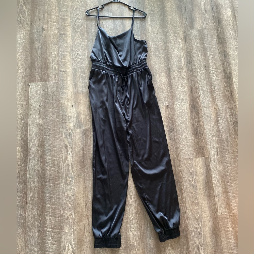 Forever21 Black Satin Jumpsuit